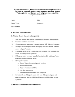 Digestive Conditions, Miscellaneous Examination (Tuberculous