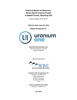 Technical Report of Resources Moore Ranch Uranium Project Campbell