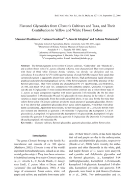 Flavonol Glycosides from Clematis Cultivars and Taxa, and Their Contribution to Yellow and White Flower Colors