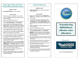 Transferring Ebscohost Ebooks Onto Ereaders
