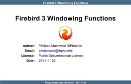 Firebird 3 Windowing Functions