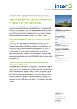 Growth, Resistance, Wealth As Dimensions of Regional Energy Space Policy