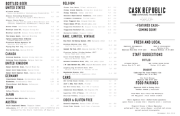 Fresh and Local Staff Suggestions Food Pairings Bottled Beer Cans