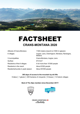 Factsheet Crans-Montana 2020