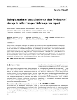 Reimplantation of an Avulsed Tooth After Five Hours Of