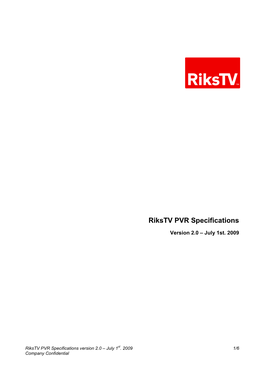 Rikstv PVR Specifications V2.0.Pdf