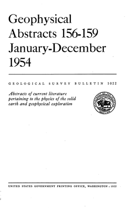 Geophysical Abstracts 156-159 January-December 1954