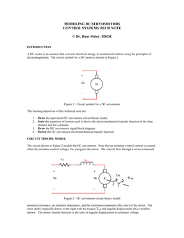 DC Servo Motor Modeling