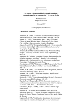 Les Aspects Culturels De L'intégration Économique : Une Américanéité En Construction ? Le Cas Mexicain