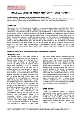 Unusual Cubital Fossa Anatomy – Case Report