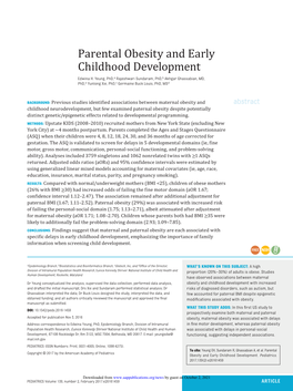 Parental Obesity and Early Childhood Development Edwina H