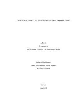 The Width of Infinity Is a House Squatting on an Unnamed Street