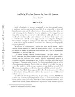 An Early Warning System for Asteroid Impact