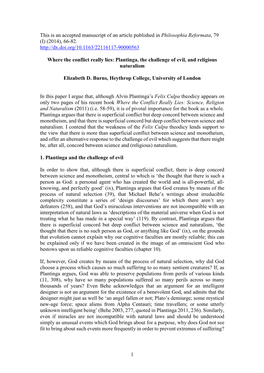 Plantinga Argues That There Is Superficial Conflict but Deep Concord Between Science and Theistic Religion