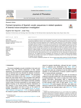 Formant Dynamics of Spanish Vocalic Sequences in Related Speakers: a Forensic-Voice-Comparison Investigation