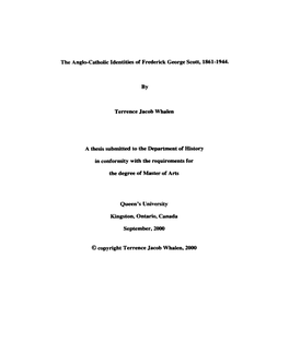 The Anglo-Catholic Identities of Frederick George Scott, 1861 -1944