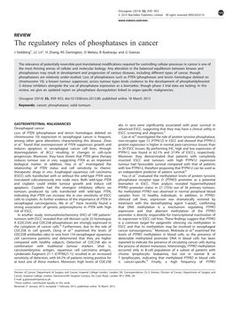 The Regulatory Roles of Phosphatases in Cancer