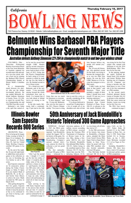 Belmonte Wins Barbasol PBA Players Championship for Seventh Major Title