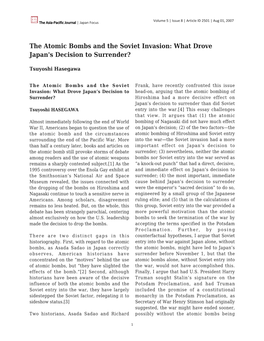 The Atomic Bombs and the Soviet Invasion: What Drove Japan's Decision to Surrender?