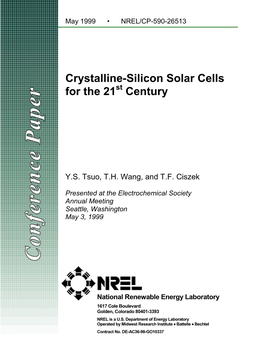 Crystalline-Silicon Solar Cells for the 21St Century