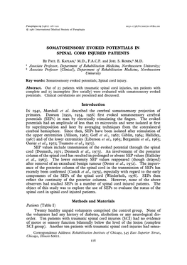 Somatosensory Evoked Potentials in Spinal Cord Injured Patients