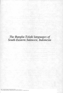 The Bungku-Tolaki Languages of South-Eastern Sulawesi, Indonesia