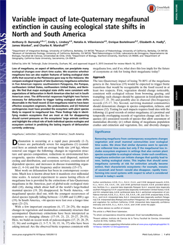 Variable Impact of Late-Quaternary Megafaunal Extinction in Causing