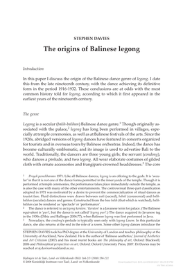 The Origins of Balinese Legong