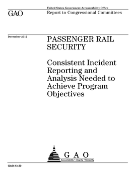 Gao-13-20, Passenger Rail Security