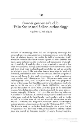 Frontier Gentlemen's Club: Felix Kanitz and Balkan Archaeology