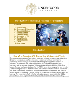 Introduction to Immersive Realities for Educators