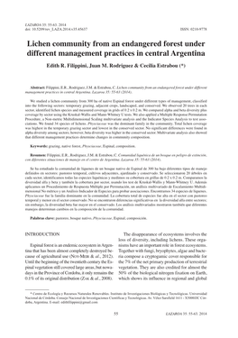 Lichen Community from an Endangered Forest Under Different Management Practices in Central Argentina Edith R