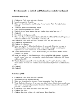 How to Use Rules in Outlook and Outlook Express to Forward Email