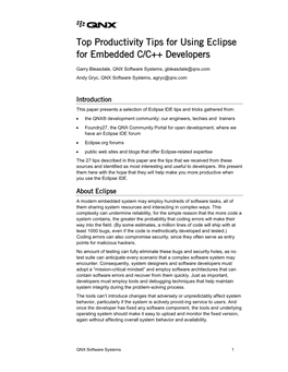 Top Productivity Tips for Using Eclipse for Embedded C/C++ Developers
