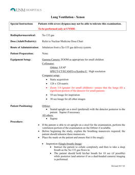 Lung Ventilation - Xenon