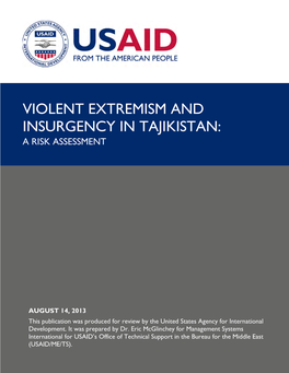 Violent Extremism and Insurgency in Tajikistan: a Risk Assessment