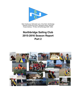 Northbridge Sailing Club 2015-2016 Season Report Part 2