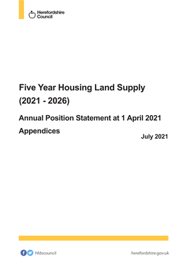 Five Year Housing Land Supply Appendices July 2021