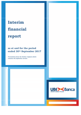 UBI Banca Group: Interim Financial Report As at and for the Period