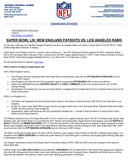 Super Bowl Liii: New England Patriots Vs. Los Angeles Rams