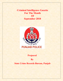 Criminal Intelligence Gazette for the Month of September 2018