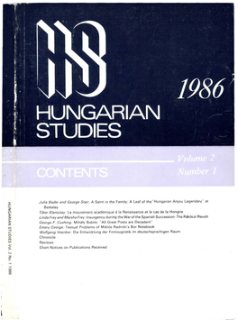 HUNGARIAN STUDIES 2. No. 1. Nemzetközi (1986)