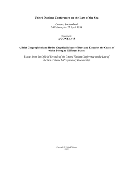 United Nations Conference on the Law of the Sea, 1958, Volume I, Preparatory Documents