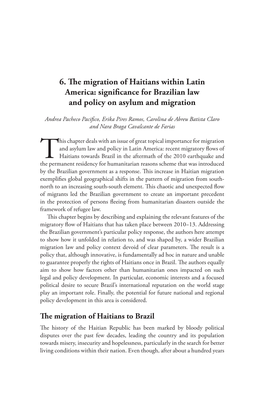 6. the Migration of Haitians Within Latin America: Significance for Brazilian Law and Policy on Asylum and Migration