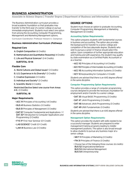 BUSINESS ADMINISTRATION Associate in Science Degree | Transfer Degree | Department of Business and Information Systems