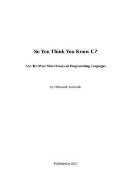 So You Think You Know C? [Pdf]