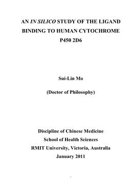 An in Silico Study of the Ligand Binding to Human Cytochrome P450 2D6