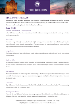 Five Day Itinerary Day