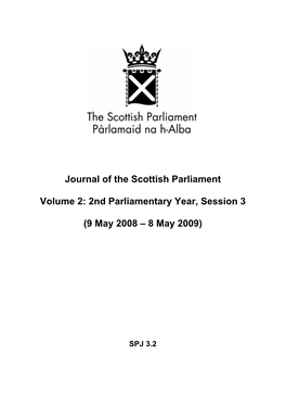 Journal of the Scottish Parliament Volume 2: 2Nd Parliamentary Year