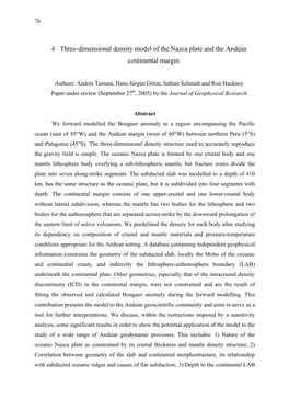 4 Three-Dimensional Density Model of the Nazca Plate and the Andean Continental Margin